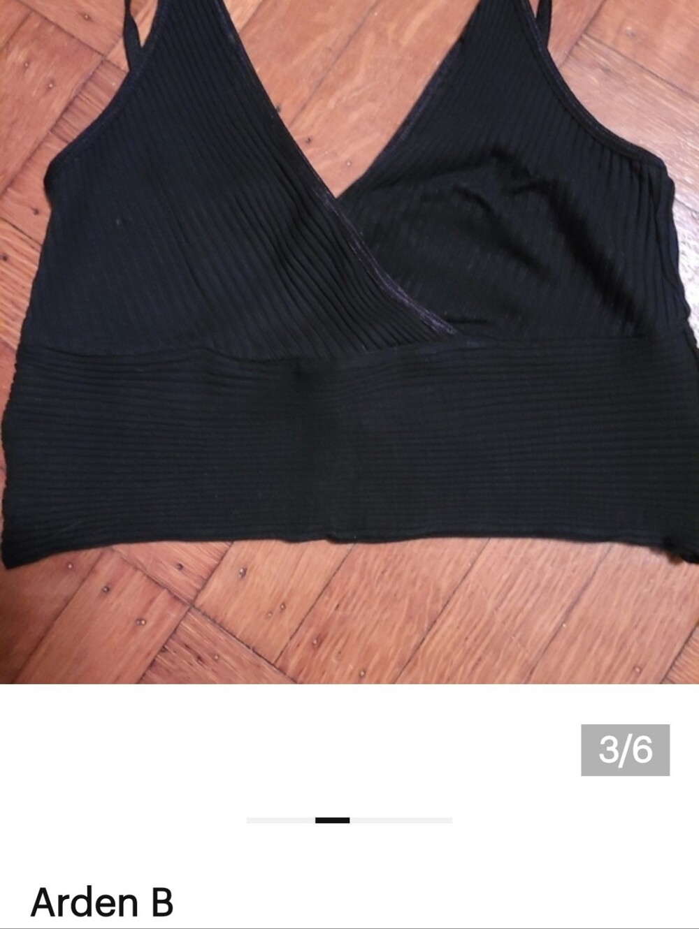 Arden B Black Ribbed Wrap Bralette Tank - Picture 2 of 5